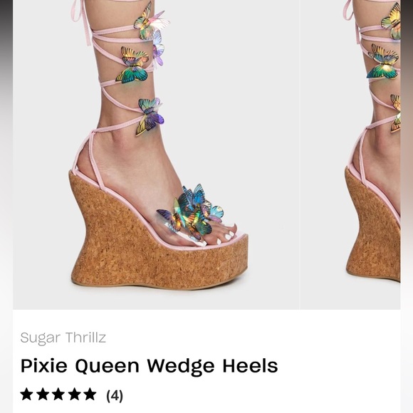 Sugar thrillz for Dollskill butterfly lace up wedges/heels - Picture 6 of 8